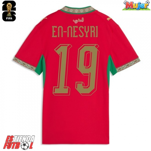 Marruecos Youssef En-Nesyri #19 Primera Equipación Mujer Mundial 2026 Manga Corta